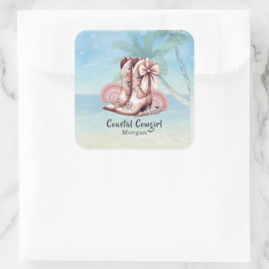 沿岸女性のカーボーイビーチウェスタンフローラブーツシール スクエアシール (バッグ)