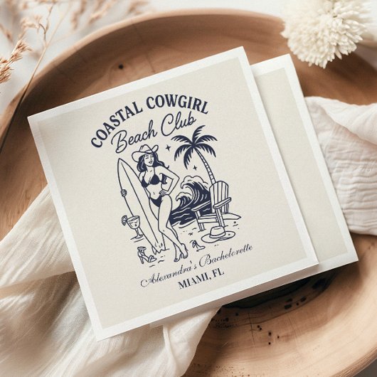 沿岸女性のカーボーイビーチクラブバチェロレッテ スタンダードカクテルナプキン