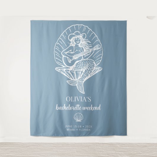 沿岸女性のカーボーイビーチバチェロレッテ背景 タペストリー (正面)
