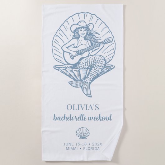沿岸女性のカーボーイビーチバチェロレッテ週末 ビーチタオル (正面)