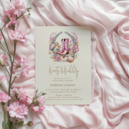 沿岸女性のカーボーイピンクブーツブライダルシャワー 招待状