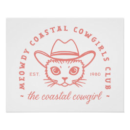 沿岸女性のカーボーイピンク猫の美学 ポスター