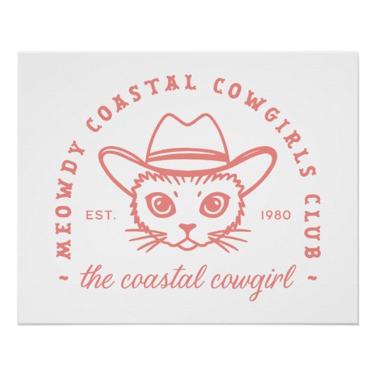 沿岸女性のカーボーイピンク猫の美学 ポスター (正面)