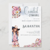 沿岸女性のカーボーイブライダルシャワーパーティー花シェル 招待状 (正面)