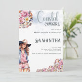 沿岸女性のカーボーイブライダルシャワーパーティー花シェル 招待状 (スタンド正面)
