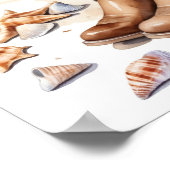 沿岸女性のカーボーイブラウンブーツオンサンド海ビーチ ポスター (角)