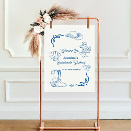 沿岸女性のカーボーイブルーハンド書バチェロレッテ ポスター