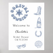 沿岸女性のカーボーイブルービーチブライダルシャワー ポスター (正面)