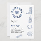 沿岸女性のカーボーイブルービーチブライダルシャワー 招待状 (正面)