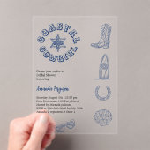 沿岸女性のカーボーイブルービーチ澄んブライダルシャワー アクリル招待状 (インサイチュ (ポータブル))