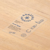 沿岸女性のカーボーイブルービーチ澄んブライダルシャワー アクリル招待状 (レイダウン)