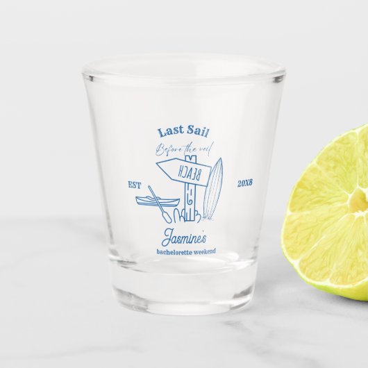 沿岸女性のカーボーイブルー海バチェロレッテ週末 ショットグラス (正面)