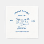 沿岸女性のカーボーイブルー海バチェロレッテ週末 スタンダードカクテルナプキン (正面)