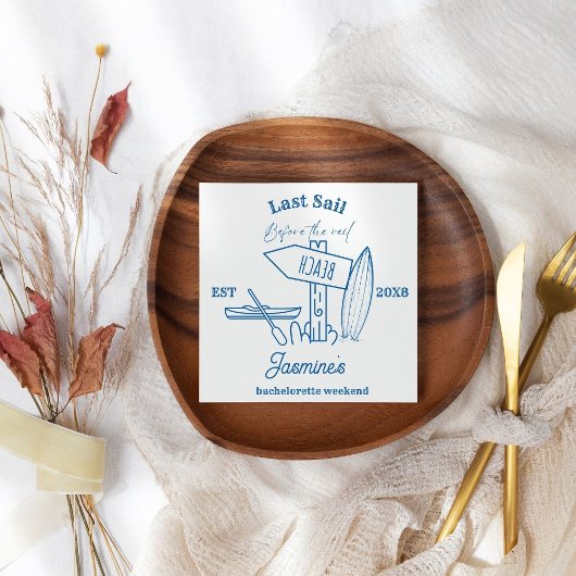 沿岸女性のカーボーイブルー海バチェロレッテ週末 スタンダードカクテルナプキン