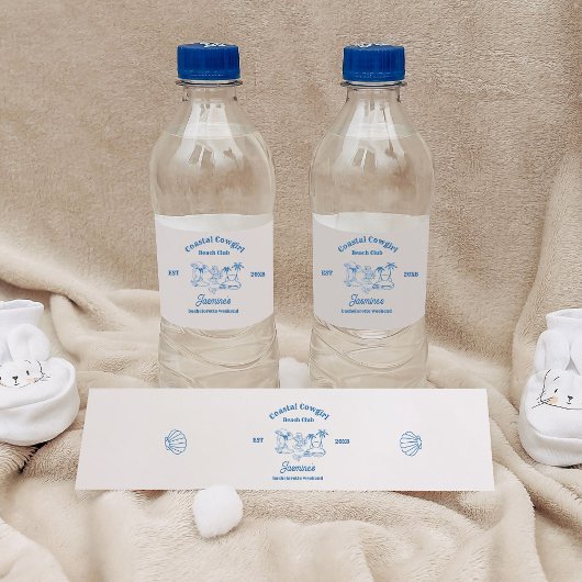 沿岸女性のカーボーイブルー海バチェロレッテ週末 ペットボトルラベル