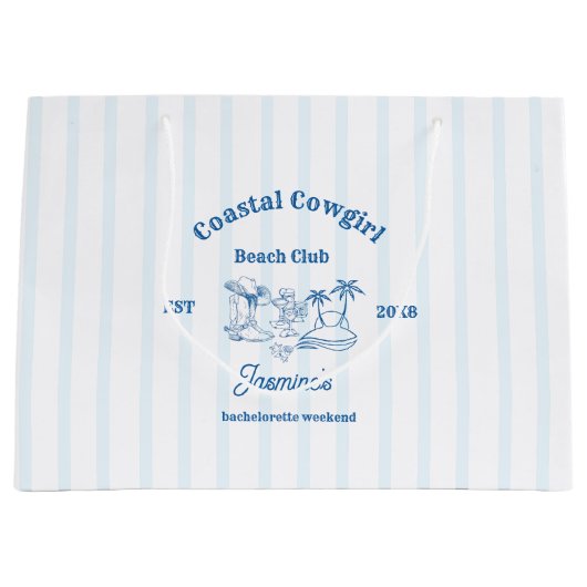 沿岸女性のカーボーイブルー海バチェロレッテ週末 ラージペーパーバッグ (正面)