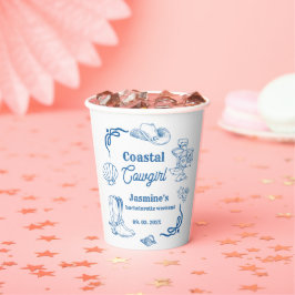 沿岸女性のカーボーイブルー海バチェロレッテ週末 紙コップ