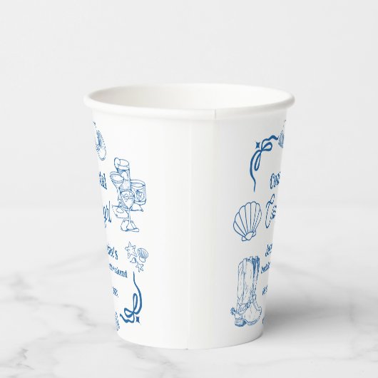 沿岸女性のカーボーイブルー海バチェロレッテ週末 紙コップ (右)