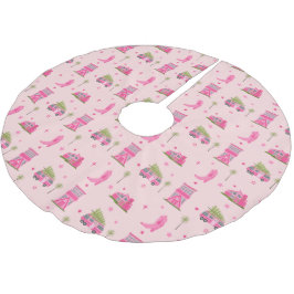 沿岸女性のカーボーイブーツピンククリスマスキャンパーモダン ブラッシュドポリエステルツリースカート