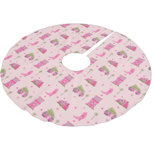 沿岸女性のカーボーイブーツピンククリスマスキャンパーモダン ブラッシュドポリエステルツリースカート