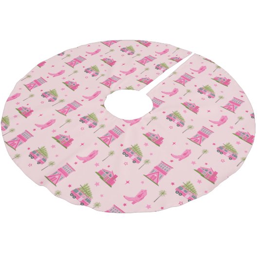 沿岸女性のカーボーイブーツピンククリスマスキャンパーモダン ブラッシュドポリエステルツリースカート (アングル)