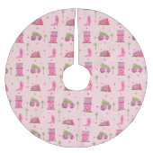 沿岸女性のカーボーイブーツピンククリスマスキャンパーモダン ブラッシュドポリエステルツリースカート (正面)