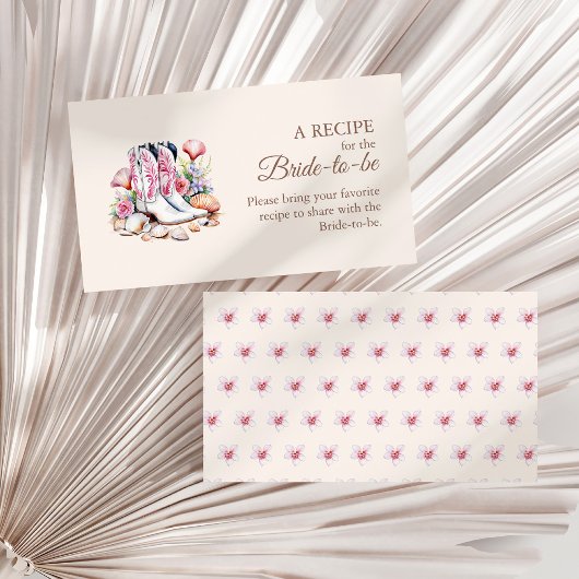 沿岸女性のカーボーイブーツブライダルシャワー共有Aレシピ エンクロージャーカード