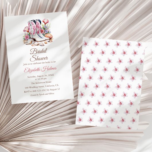 沿岸女性のカーボーイブーツブライダルシャワー 招待状