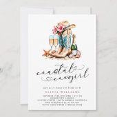 沿岸女性のカーボーイモダン水彩ブライダルシャワー 招待状 (正面)