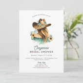 沿岸女性のカーボーイモダン水彩ブライダルシャワー 招待状 (スタンド正面)