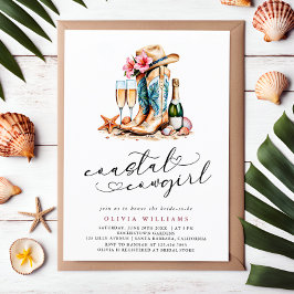 沿岸女性のカーボーイモダン水彩ブライダルシャワー 招待状