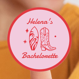 沿岸女性のカーボーイレッド&ピンクバチェロレッテ ラウンドシール