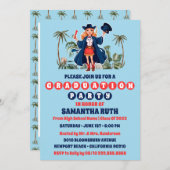 沿岸女性のカーボーイ写真卒業パーティー 招待状 (正面/裏面)