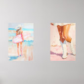 沿岸女性のカーボーイ油彩プリントセット2 (正面)