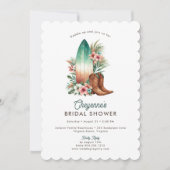 沿岸女性のカーボーイ素朴ウエスタンブライダルシャワー 招待状 (正面)
