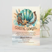 ⭐沿岸女性のカーボーイ素朴ビーチバチェロレッテブライダル 招待状 (スタンド正面)