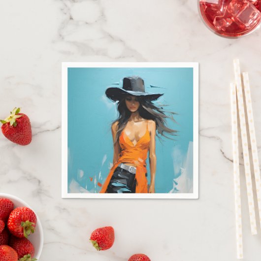 沿岸女性のカーボーイ美学30歳のパーティー スタンダードカクテルナプキン (インサイチュ)