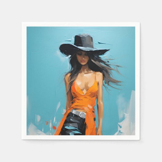 沿岸女性のカーボーイ美学30歳のパーティー スタンダードカクテルナプキン (正面)