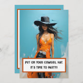 沿岸女性のカーボーイ美学30歳のパーティー 招待状 (正面/裏面)