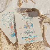 沿岸女性のカーボーイ誕生日ウェスタンビーチパーティーブルー 招待状