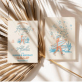 沿岸女性のカーボーイ誕生日ウェスタンビーチパーティーブルー 招待状