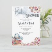沿岸女性のカーボーイ赤ちゃんシャワーパーティー花シェル 招待状 (スタンド正面)