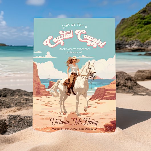 沿岸女性のカーボーイ馬バチェロレッテ 招待状