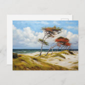 沿岸威厳のあるの守護者:風で彫刻されたブナTr シーズンポストカード (正面/裏面)