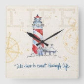 沿岸引用文 |一生を通じて海岸まで時間を取る スクエア壁時計 (正面)