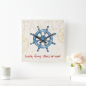 沿岸引用文|家族は私を常に家に操縦します スクエア壁時計 (ホーム)