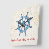 沿岸引用文|家族は私を常に家に操縦します スクエア壁時計 (傾斜)