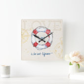 沿岸引用文 |愛は命最高の救 スクエア壁時計 (ホーム)