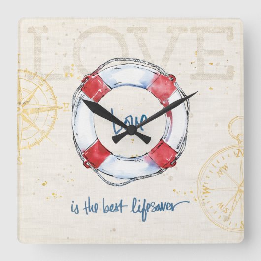 沿岸引用文 |愛は命最高の救 スクエア壁時計 (正面)