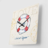 沿岸引用文 |愛は命最高の救 スクエア壁時計 (傾斜)